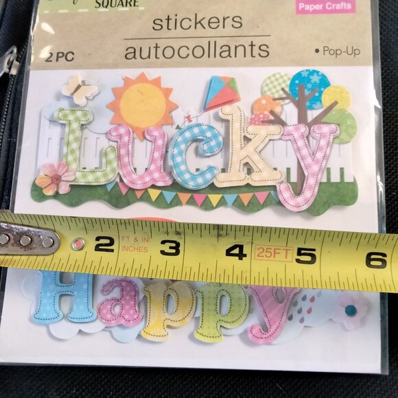 Crafters Square Lucky Happy Stickers 3 D Rainbow junk Journal Scrapbook - Picture 3 of 5